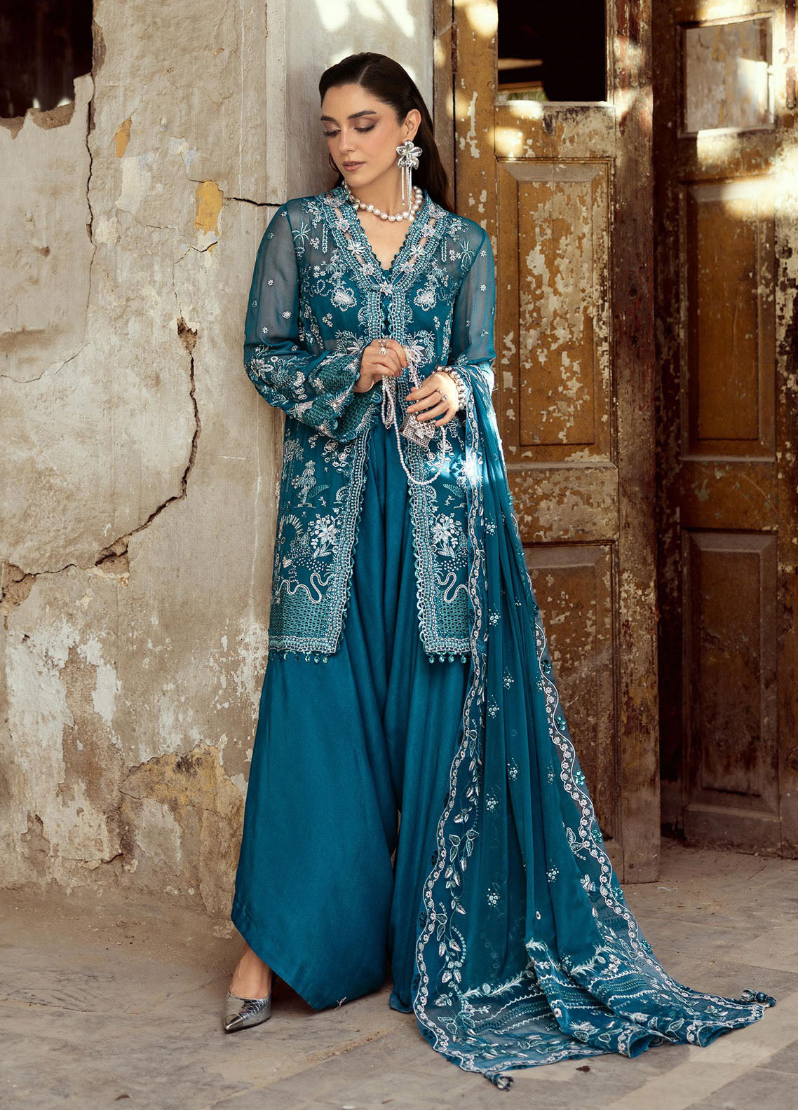 Qalamkar Embroidered Chiffon Suits Unstitched 3 Piece QLM25QC WC-04 Nessa