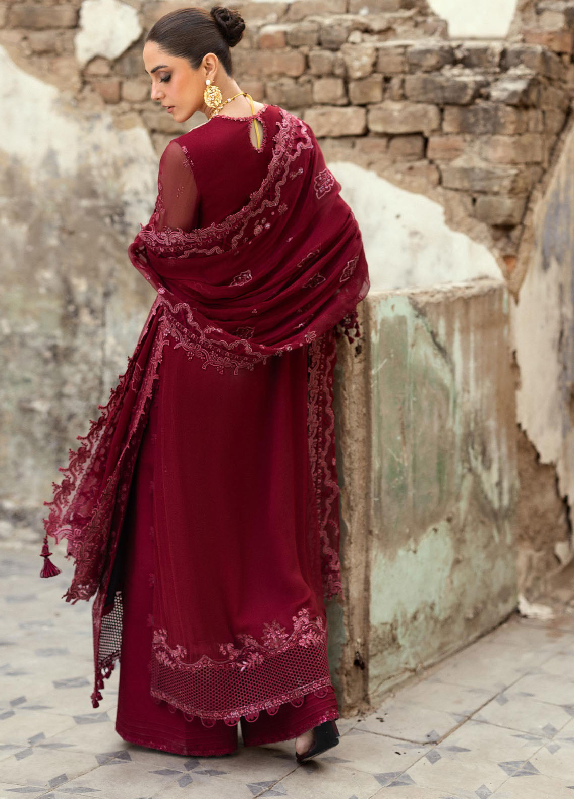 Qalamkar Embroidered Chiffon Suits Unstitched 3 Piece QLM25QC WC-06 Jayne