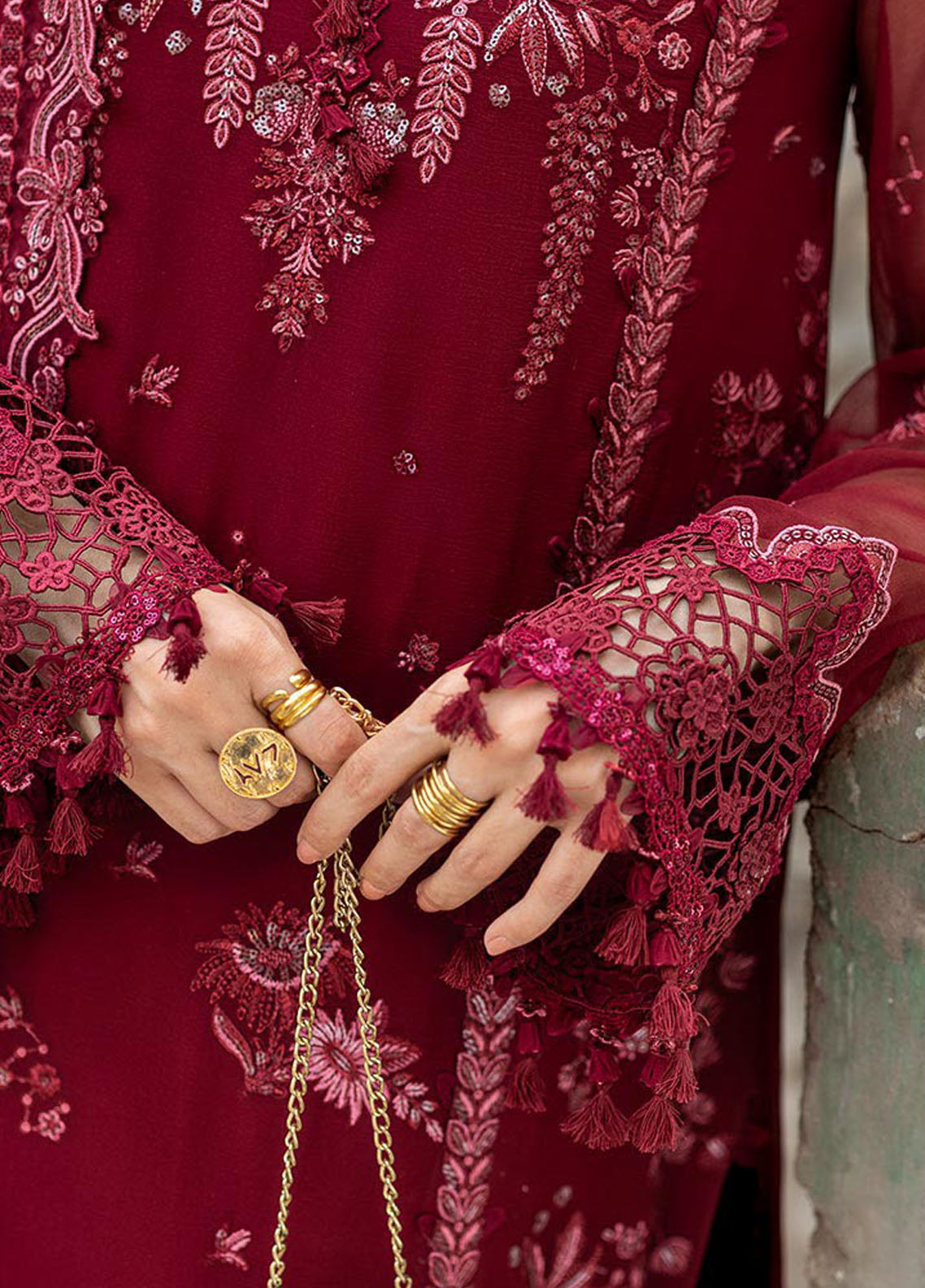 Qalamkar Embroidered Chiffon Suits Unstitched 3 Piece QLM25QC WC-06 Jayne