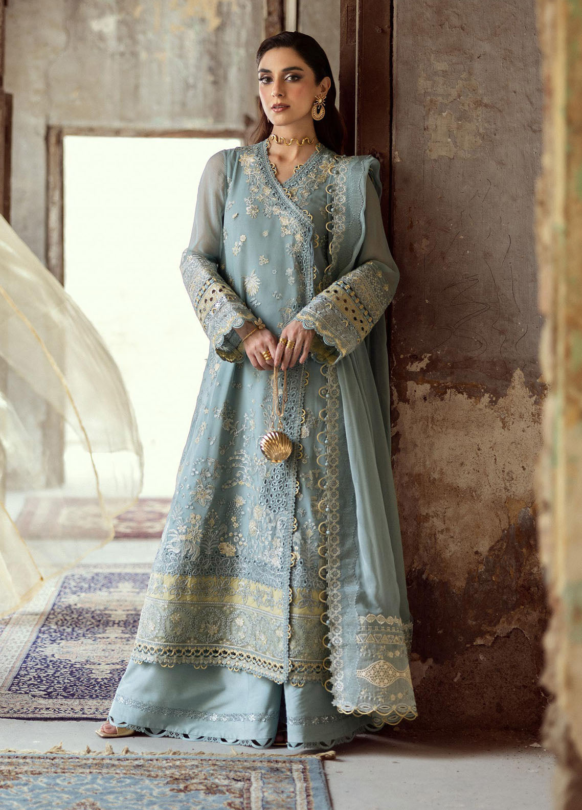 Qalamkar Embroidered Chiffon Suits Unstitched 3 Piece QLM25QC WC-08 Vevin