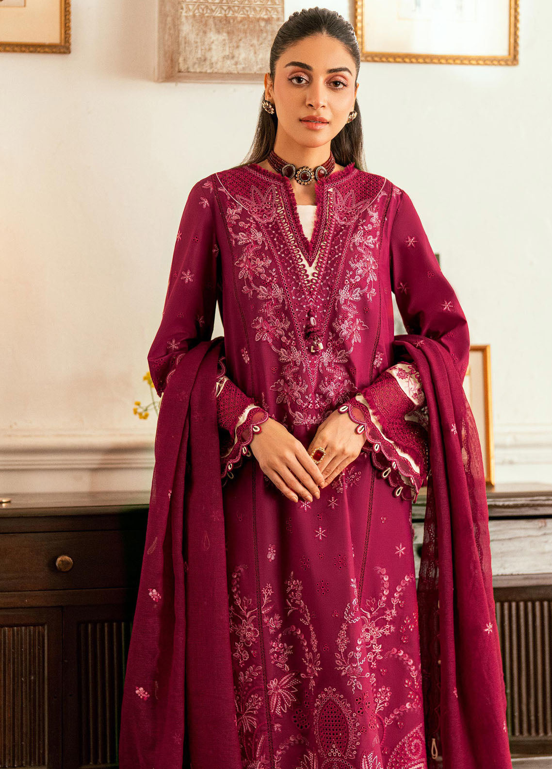 Qalamkar Embroidered Lawn Suits Unstitched 3 Piece QLM25LL SB-02 Sameen