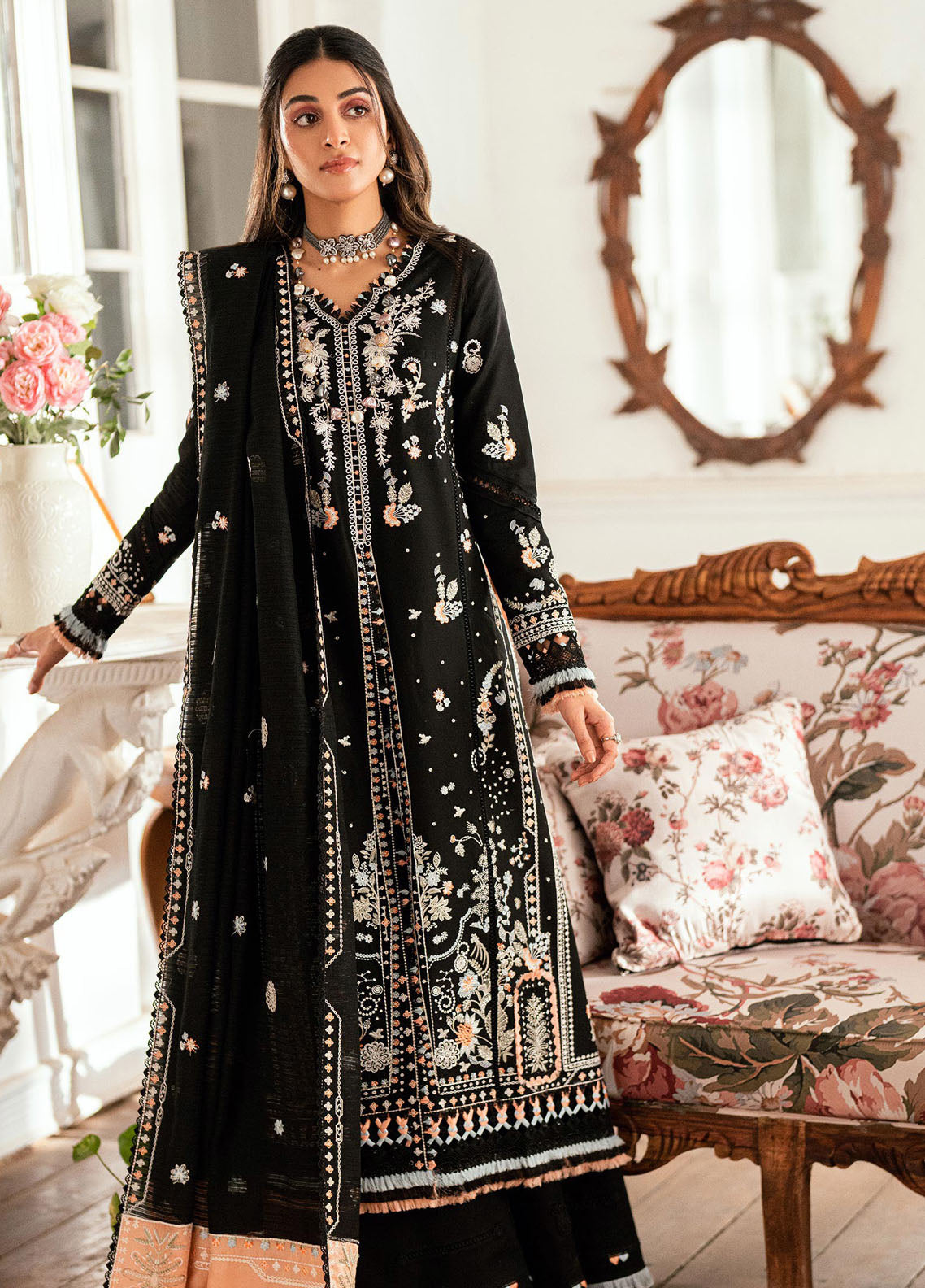 Qalamkar Embroidered Lawn Suits Unstitched 3 Piece QLM25LL SB-03 Misha