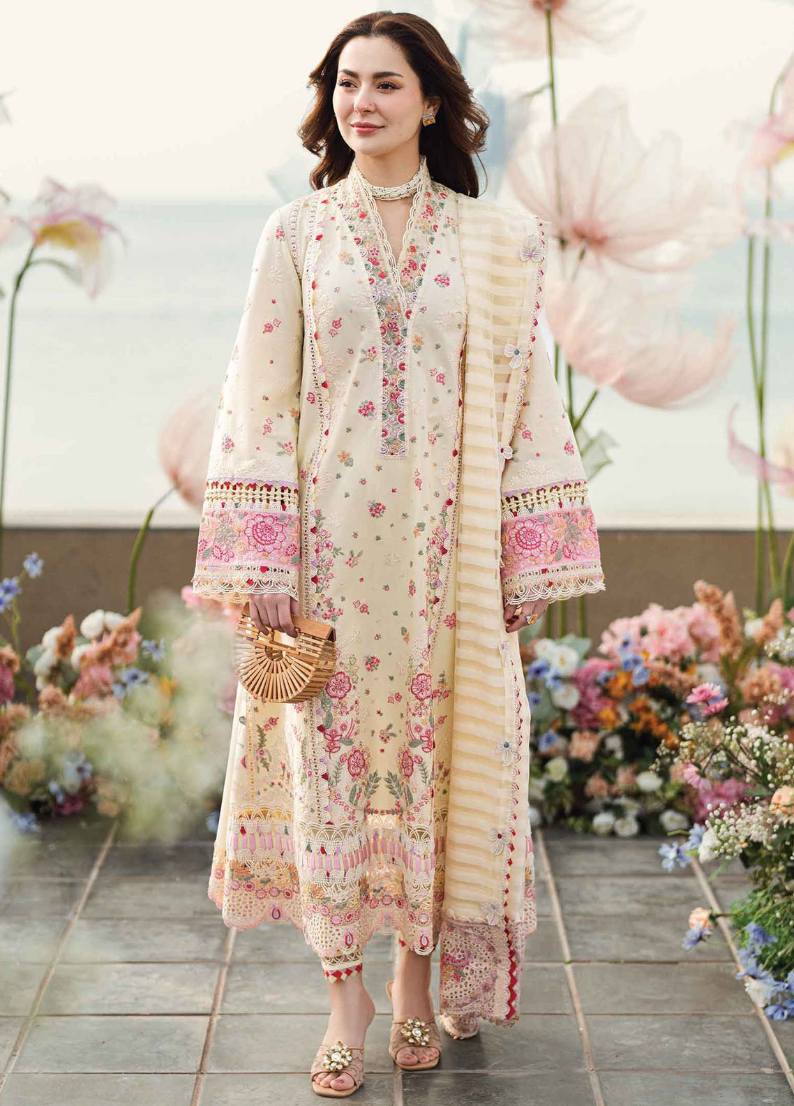 Qalamkar Chikankari Lawn Suits Unstitched 3 Piece QLM25SL FK-14 Scarlett