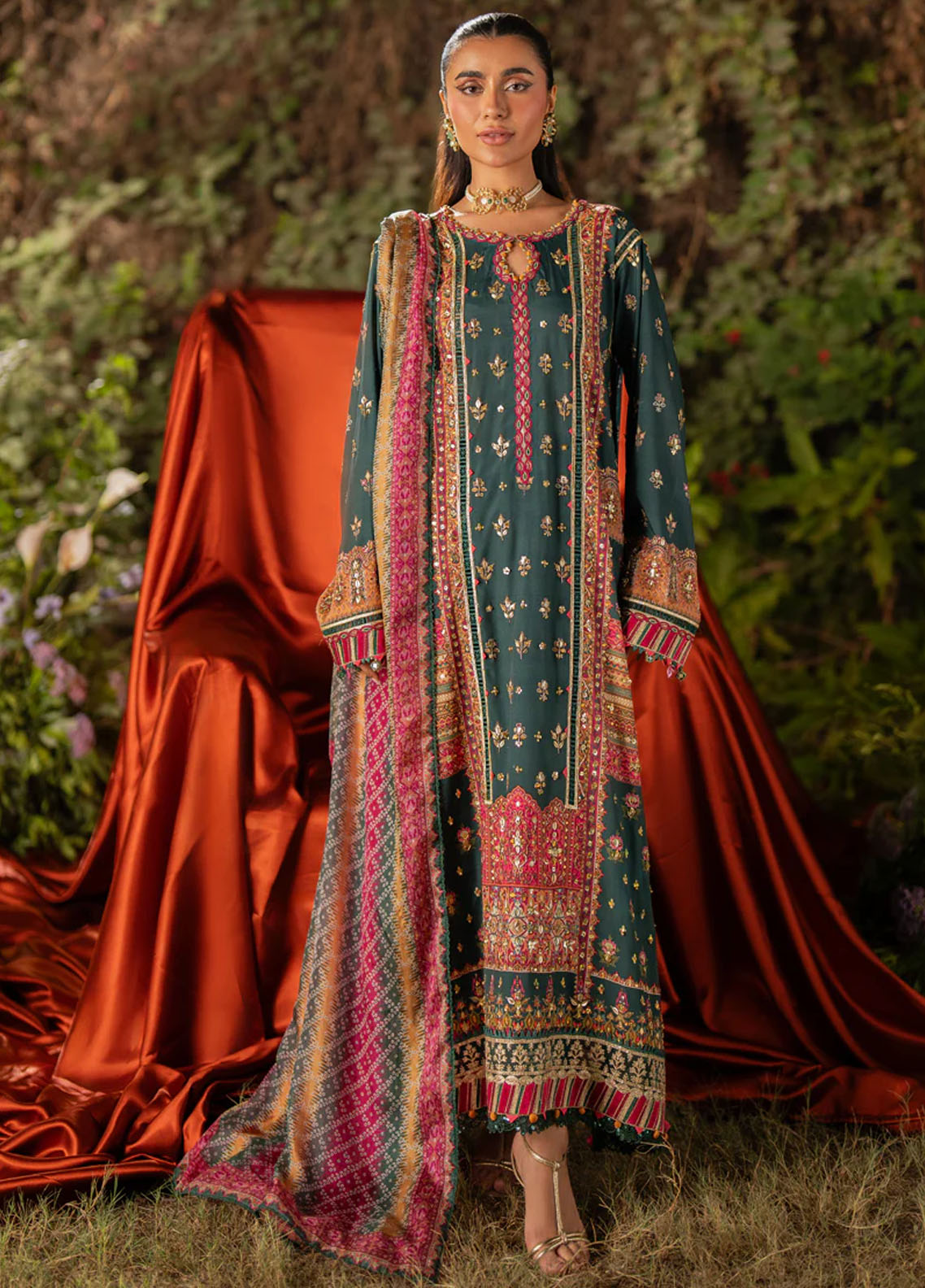 Qalamkar Luxe Silk Unstitched Collection 2024 UA-02 NINA