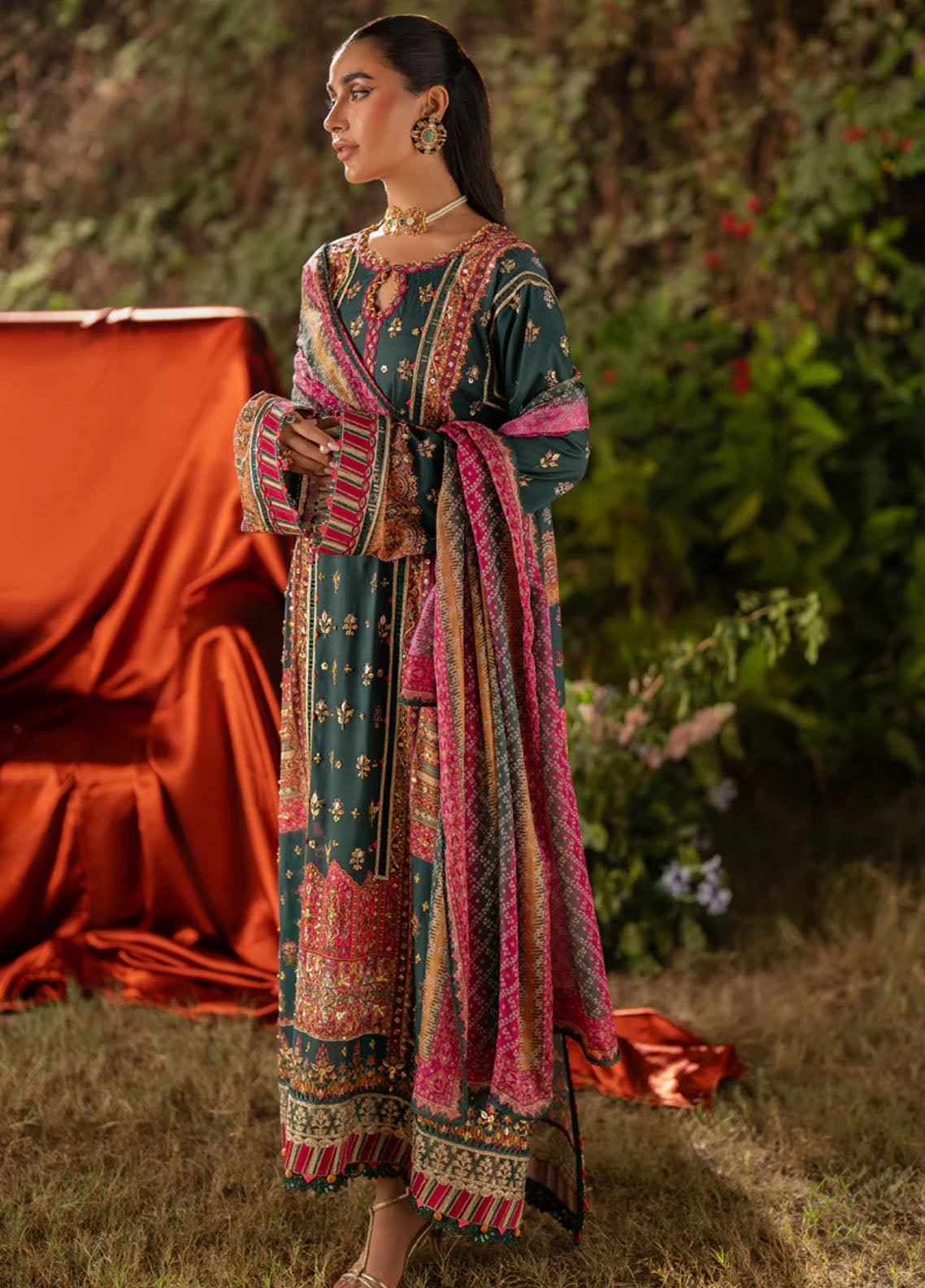 Qalamkar Luxe Silk Unstitched Collection 2024 UA-02 NINA