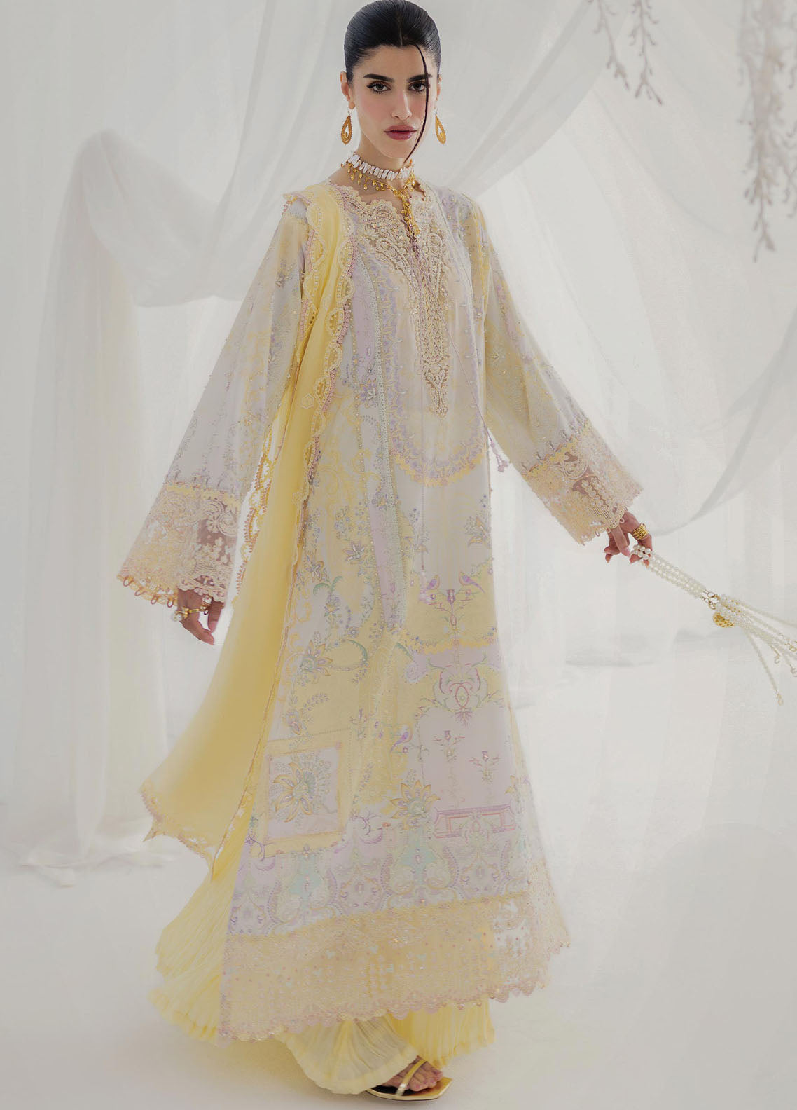 Qalamkar Embroidered Silk Suits Unstitched 3 Piece QLM25LS D-03 Leni