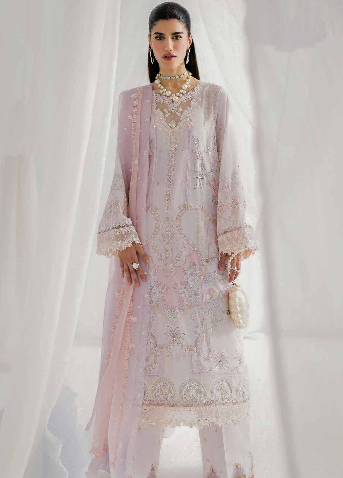 Qalamkar Embroidered Silk Suits Unstitched 3 Piece QLM25LS D-04 Marlene