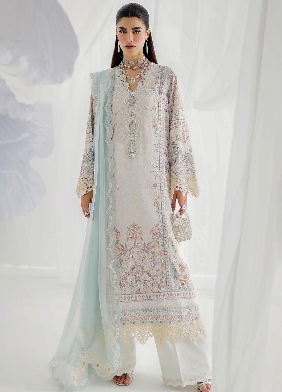 Qalamkar Embroidered Silk Suits Unstitched 3 Piece QLM25LS D-06 Nele