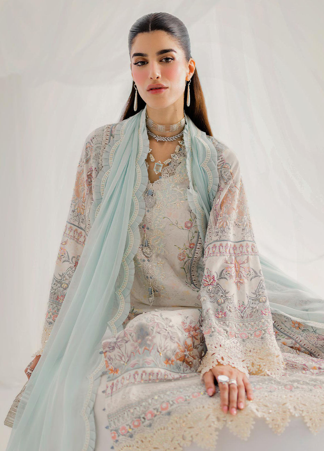 Qalamkar Embroidered Silk Suits Unstitched 3 Piece QLM25LS D-06 Nele