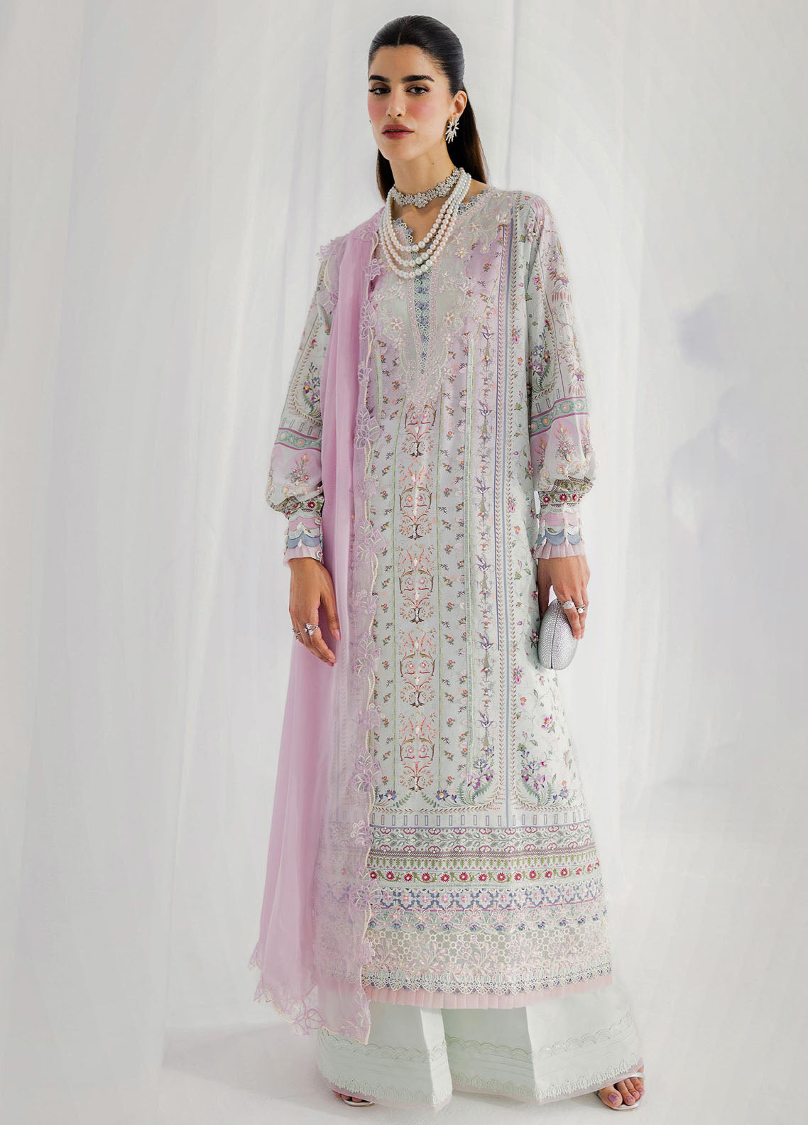 Qalamkar Embroidered Silk Suits Unstitched 3 Piece QLM25LS D-07 Ida