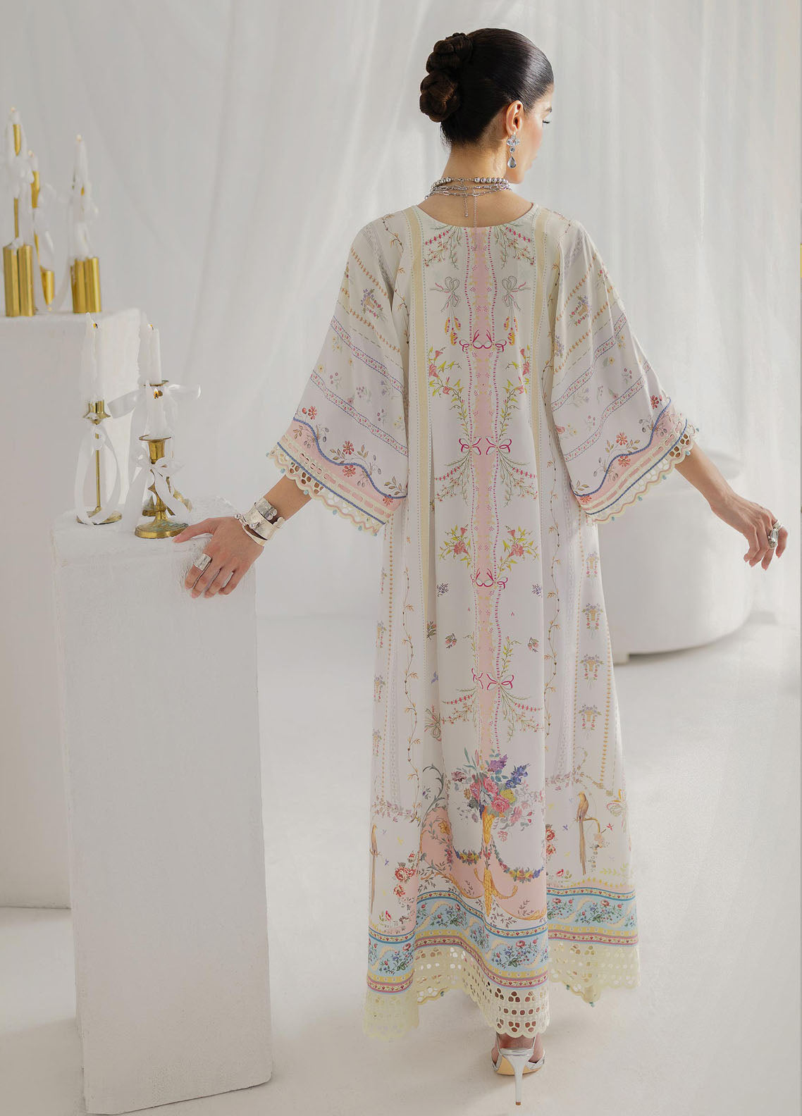 Qalamkar Embroidered Silk Suits Unstitched Kaftaan QLM25LS D-08 Bianca