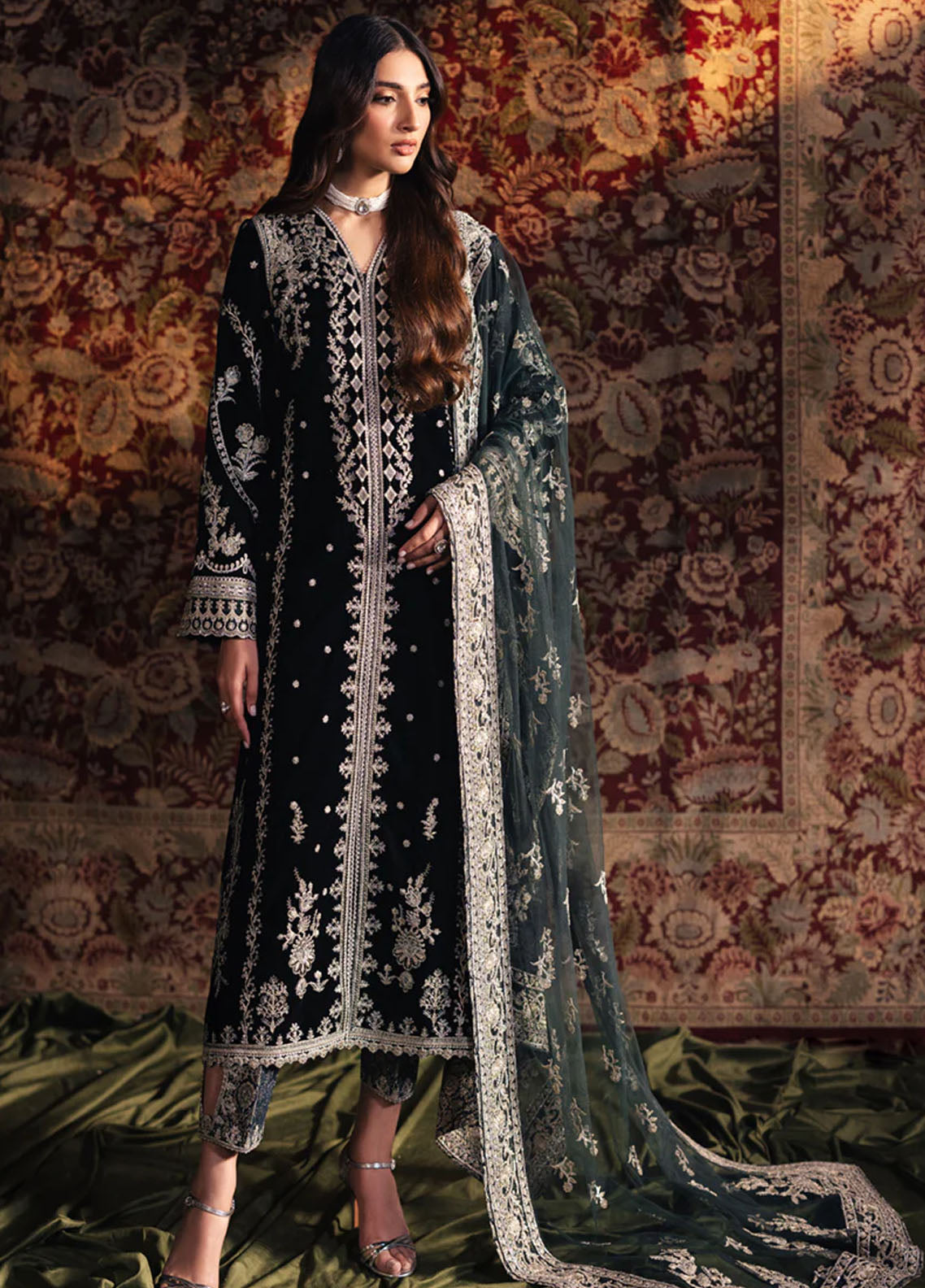 Qalamkar Unstitched Luxury Velvet Edit 2024 BK-03 Samira