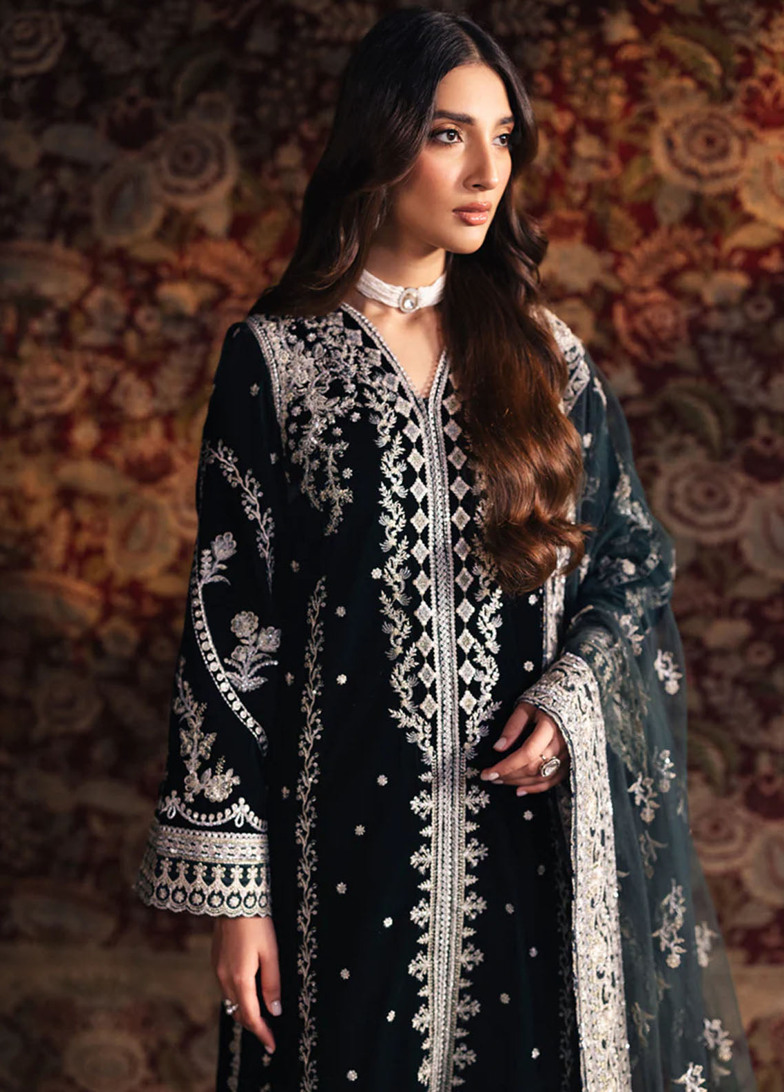 Qalamkar Unstitched Luxury Velvet Edit 2024 BK-03 Samira