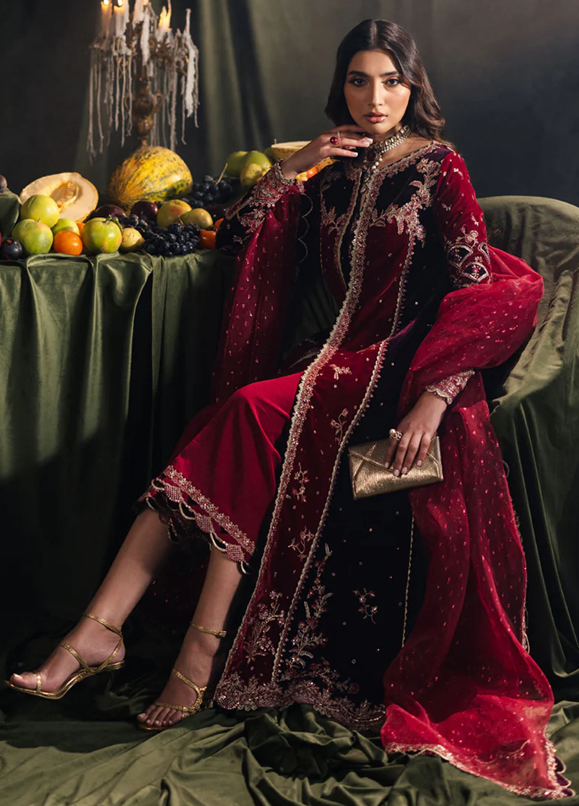 Qalamkar Unstitched Luxury Velvet Edit 2024 BK-04 Kesia