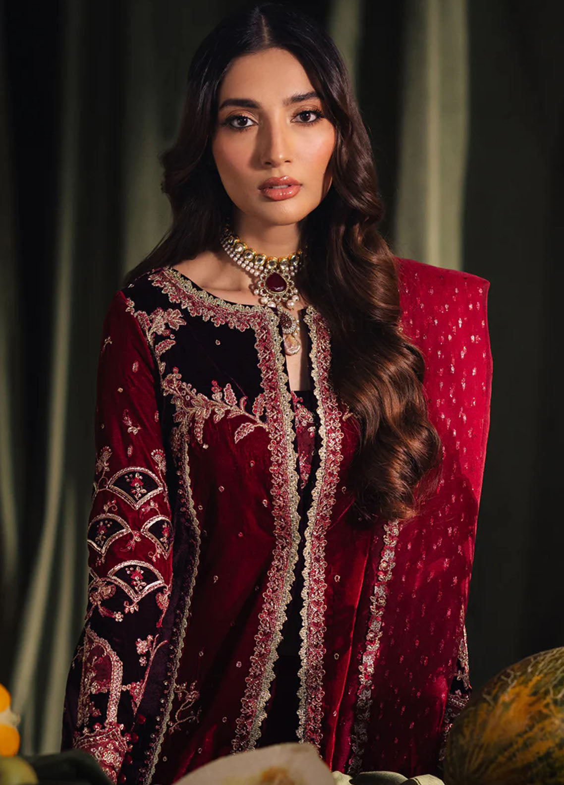 Qalamkar Unstitched Luxury Velvet Edit 2024 BK-04 Kesia