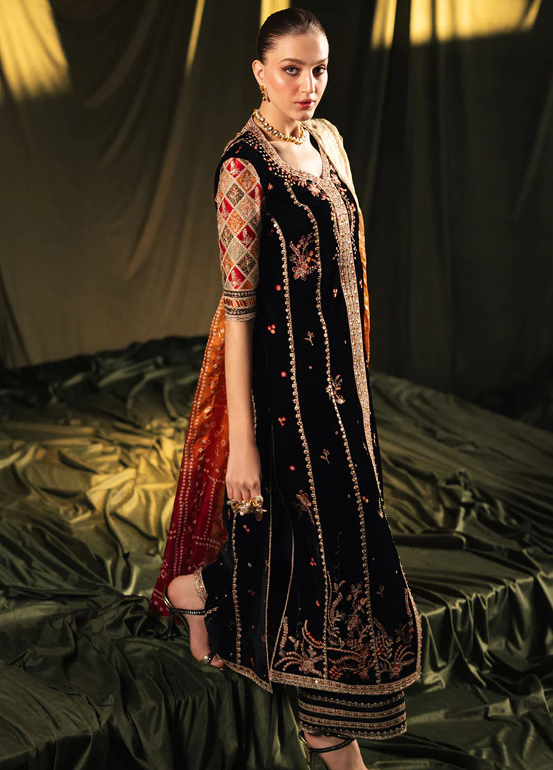 Qalamkar Unstitched Luxury Velvet Edit 2024 BK-06 Zola