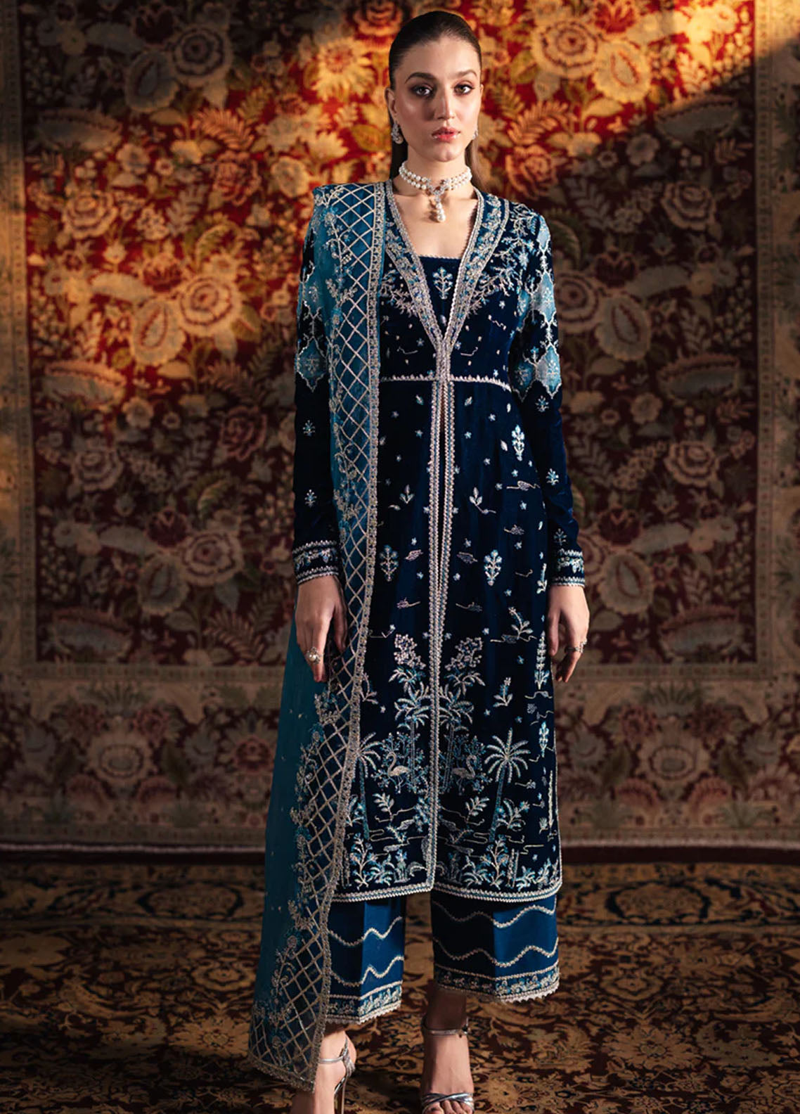 Qalamkar Unstitched Luxury Velvet Edit 2024 BK-07 Liyana