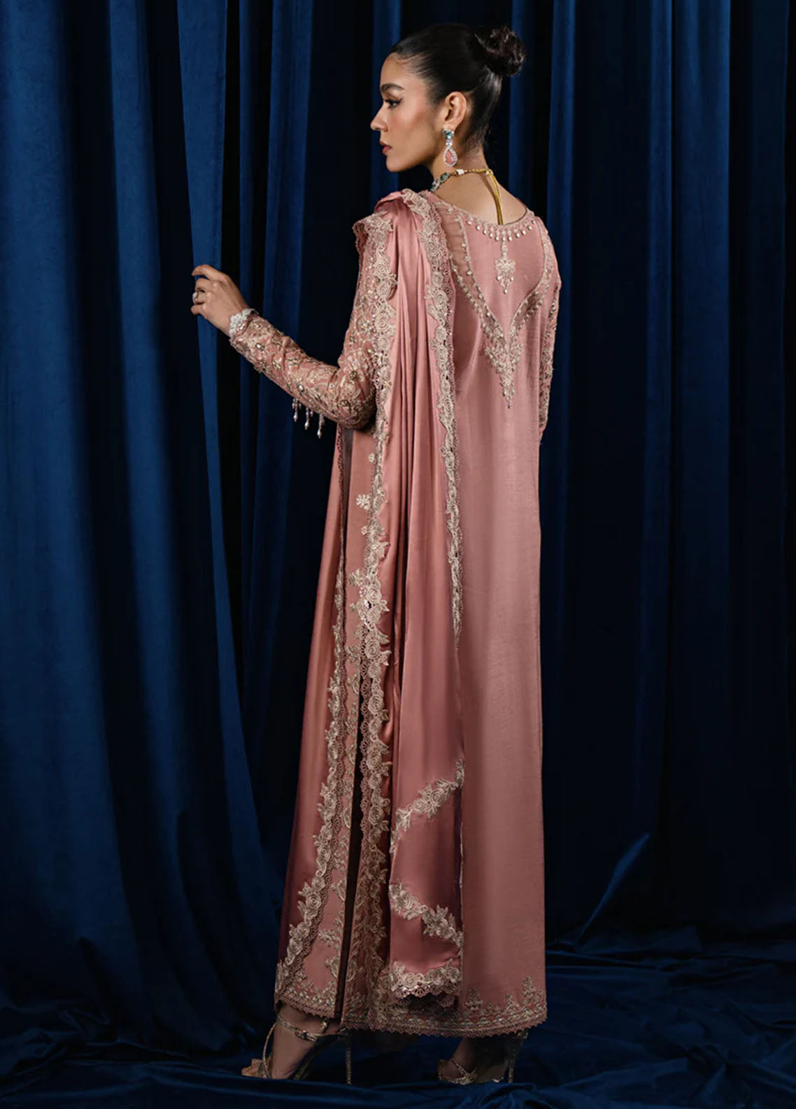 Qalamkar Pret Embroidered Raw Silk 3 Piece Suit CR-01 Nyla