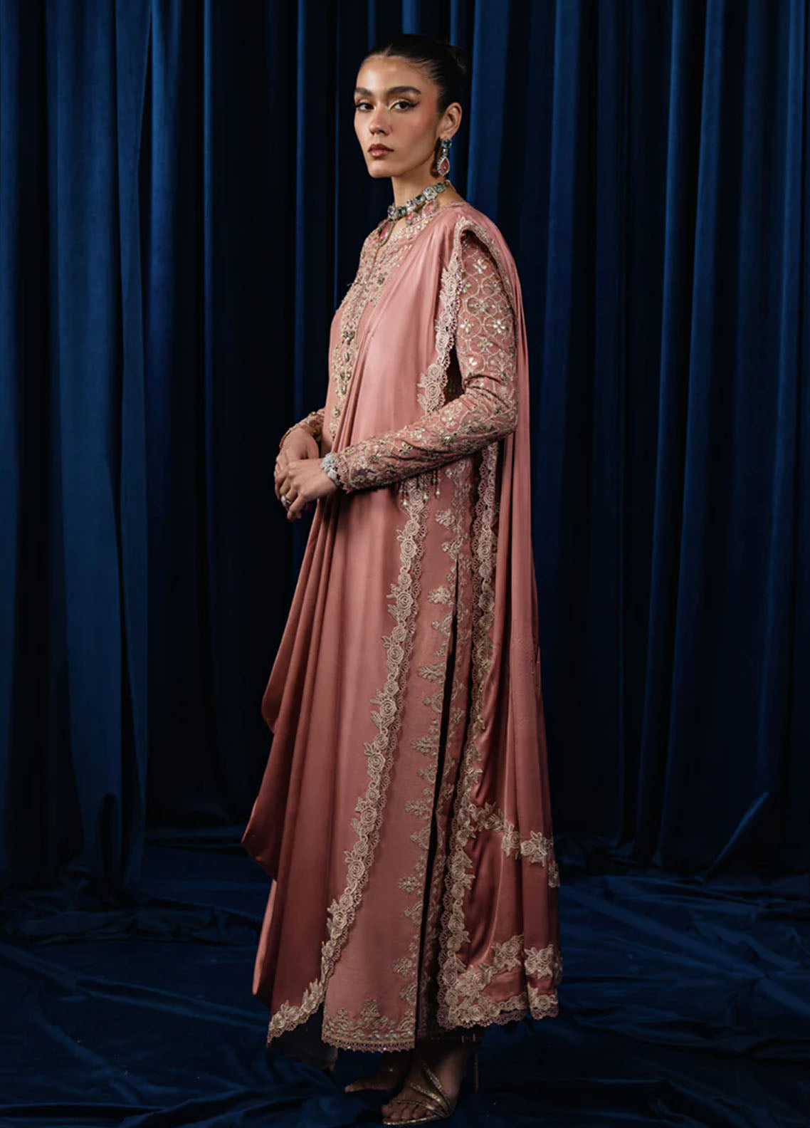 Qalamkar Pret Embroidered Raw Silk 3 Piece Suit CR-01 Nyla