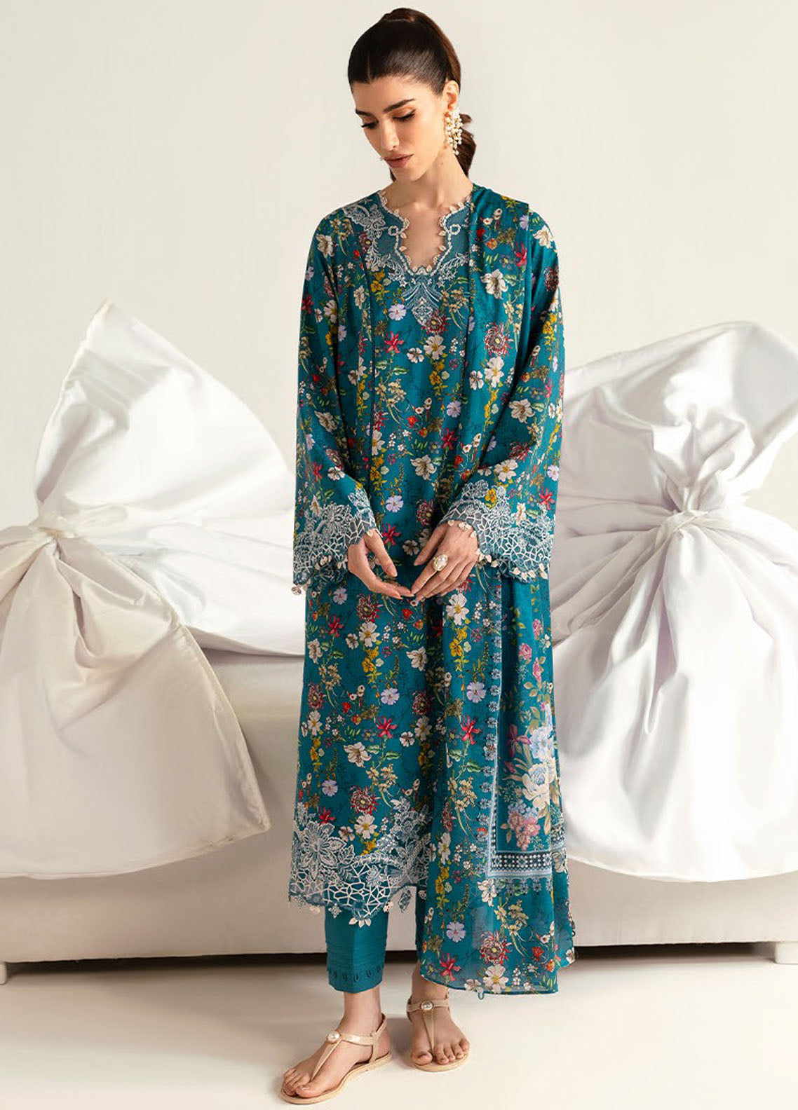 Q Prints by Qalamkar Unstitched Lawn Collection 2025 Faha PQ-10A