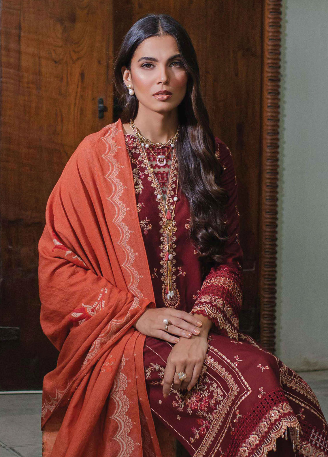 Qalamkar Unstitched Luxury Winter Collection 2023 SC-01 Freya