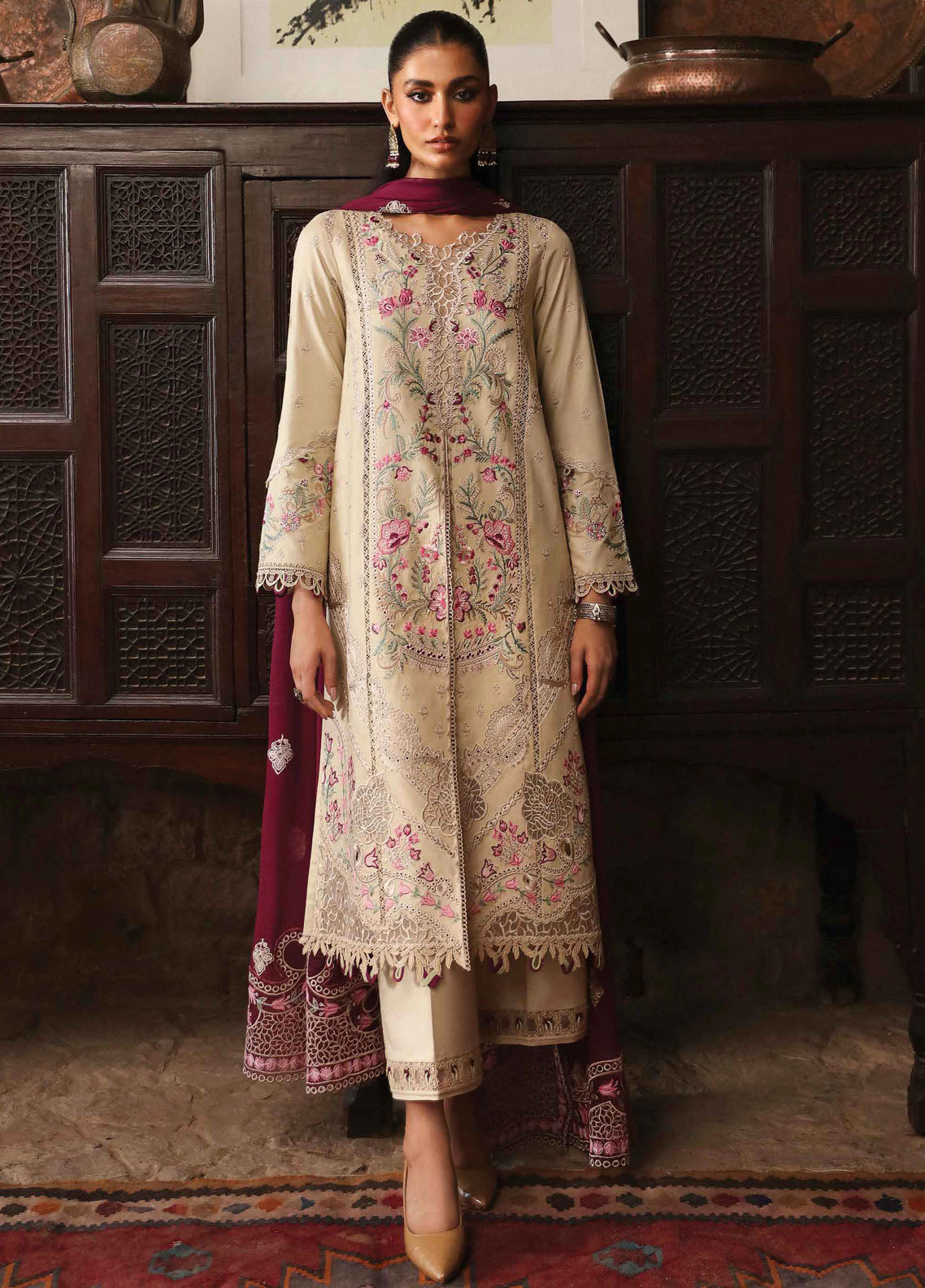 Qlinekari By Qalamkar Unstitched Linen Collection 2024 LM-01 Faye