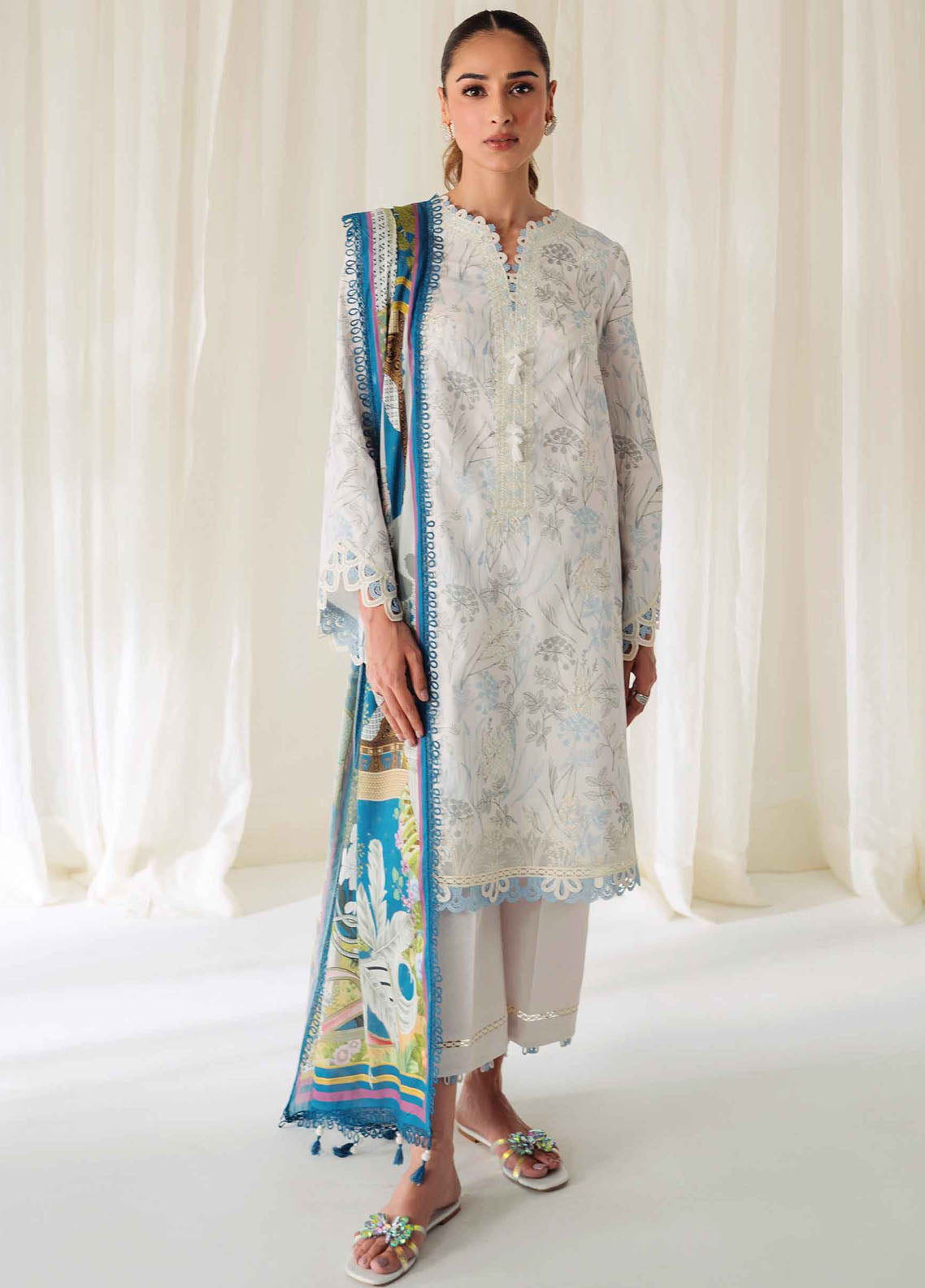 Qprints By Qalamkar Unstitched Lawn Collection 2024 AR-05 Florine