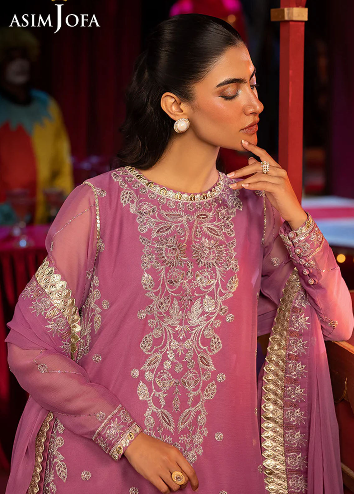 Rejoice by Asim Jofa Embroidered Chiffon Suits Unstitched 3 Piece AJ25RF AJLFF-07-UNS