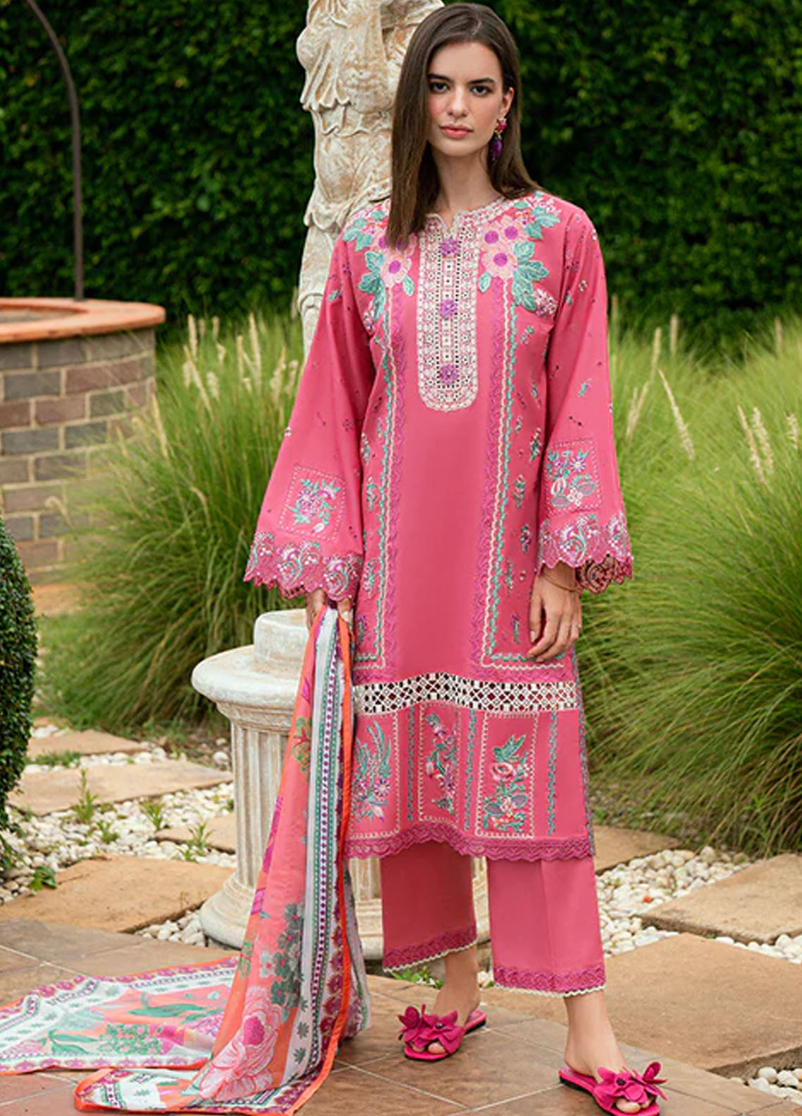 Roheenaz Embroidered Lawn Suits Unstitched 3 Piece D-04 B Miralyn