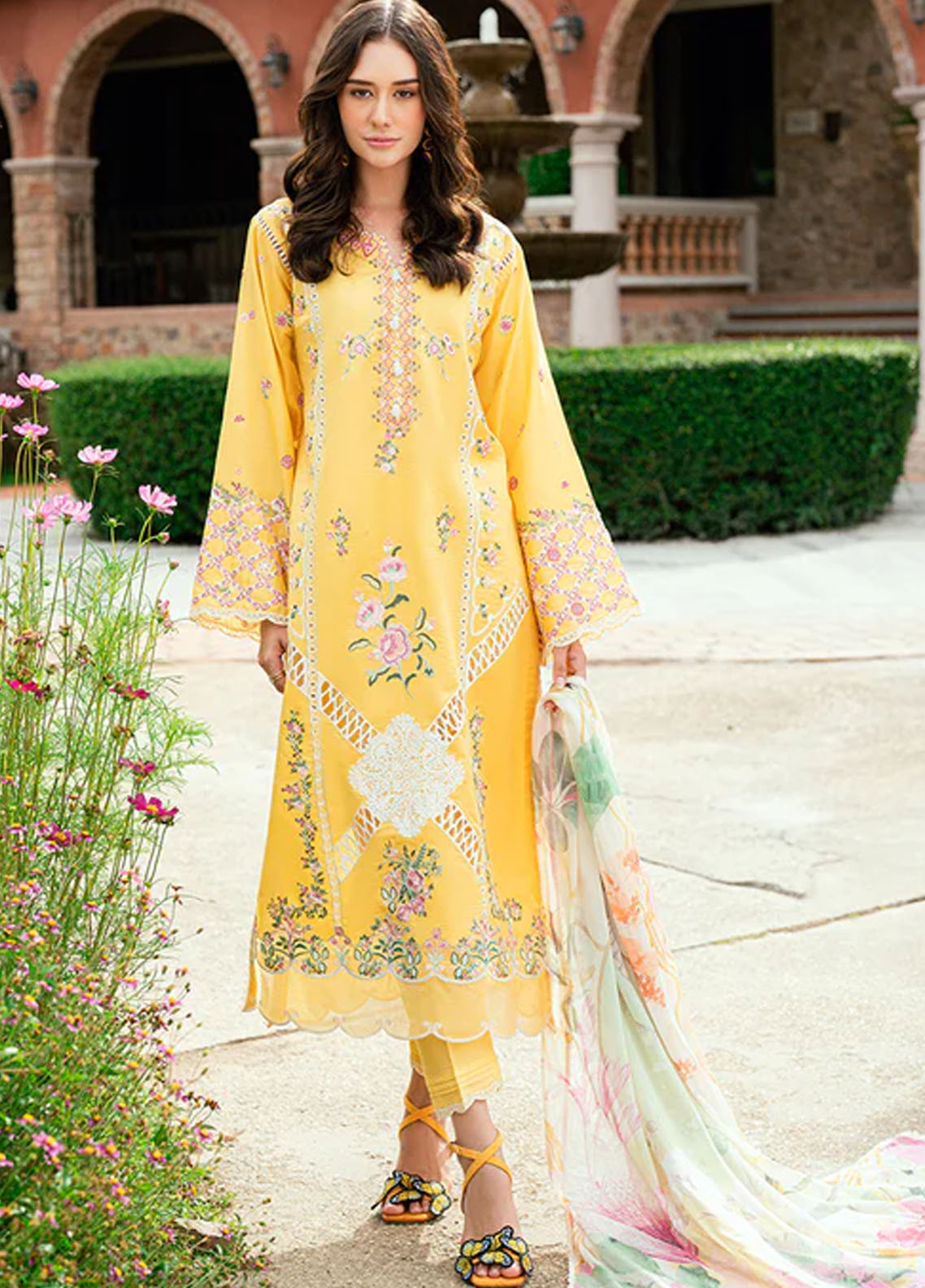 Roheenaz Embroidered Lawn Suits Unstitched 3 Piece D-03 B Lunara