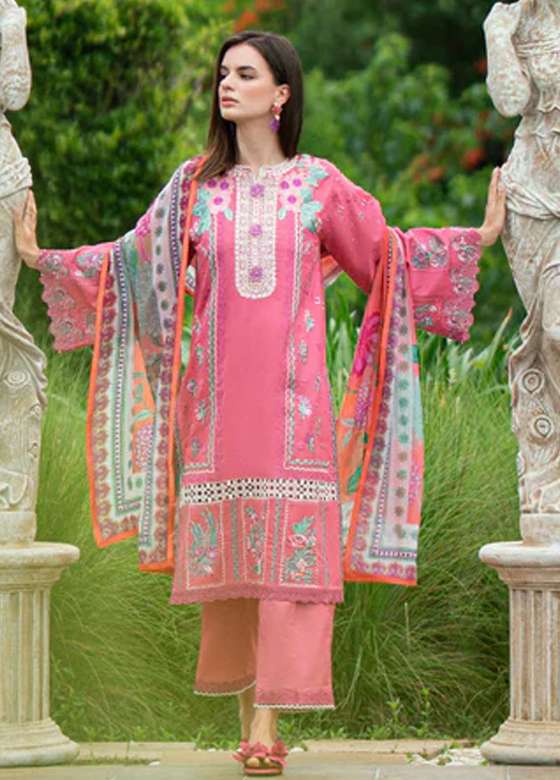 Roheenaz Embroidered Lawn Suits Unstitched 3 Piece D-04 B Miralyn