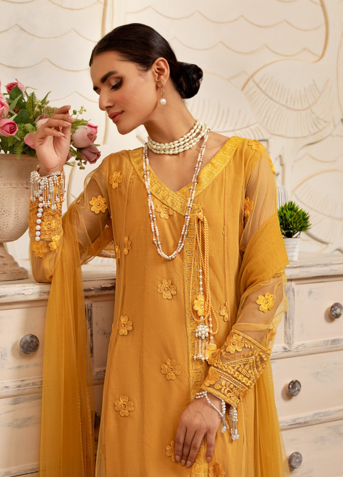 Raas By Pashmire Pret Embroidered Net 3 Piece Suit Zarnish