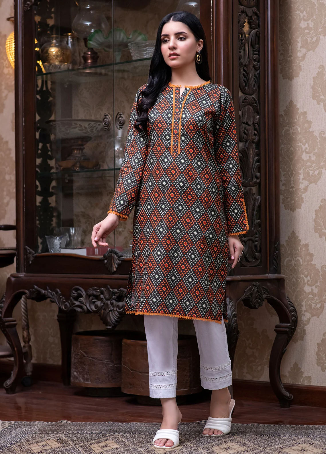 Rabia's Textiles Pret Printed Lawn Kurti RT1P11 Green Grass