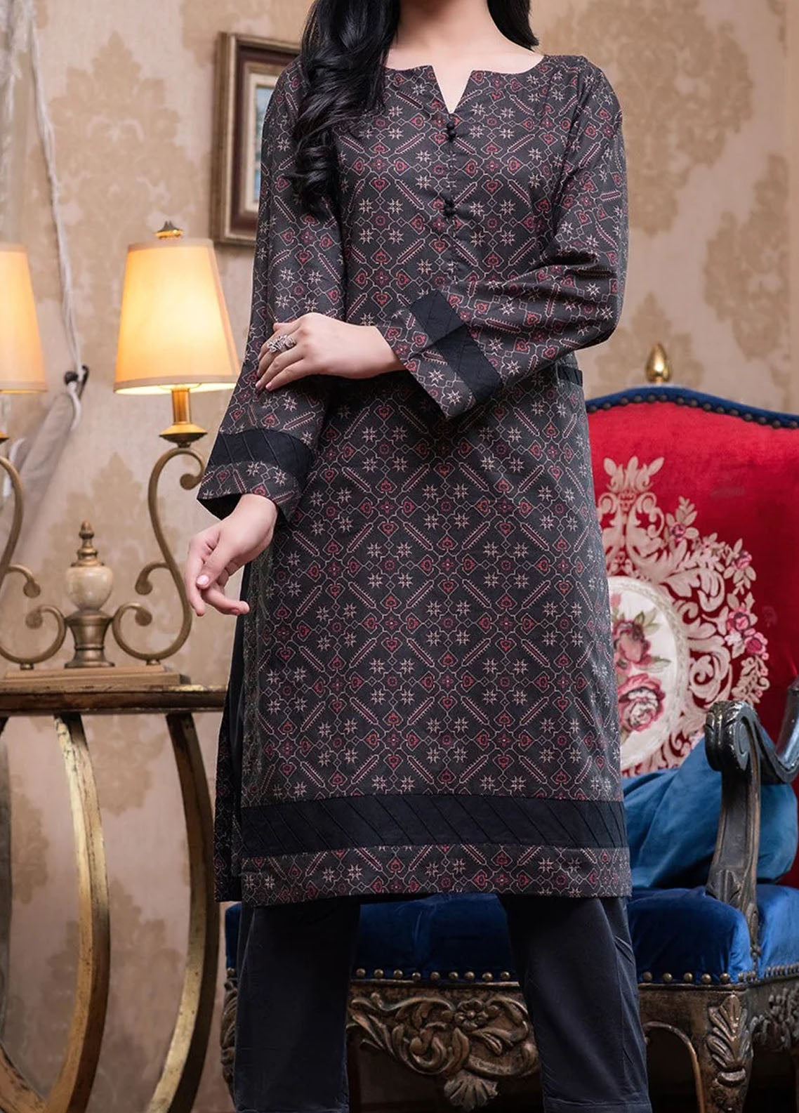 Rabia's Textiles Pret Printed Lawn Kurti RT1P12 Triangle