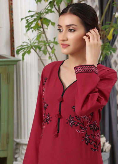 Rabia's Textiles Pret Embroidered Lawn Kurti RT1P19 Coral