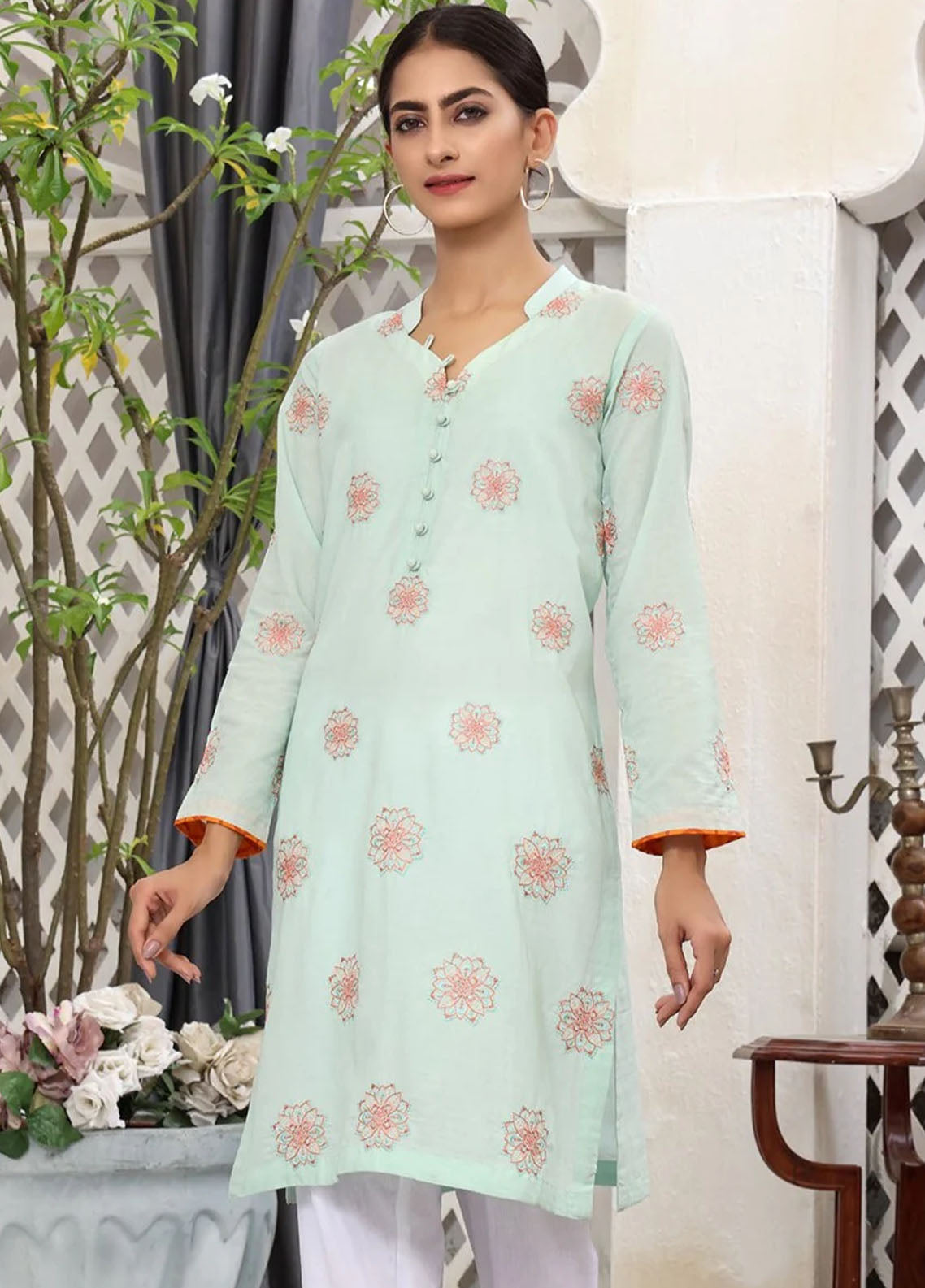 Rabia's Textiles Pret Embroidered Lawn Kurti RT1P20 Jade