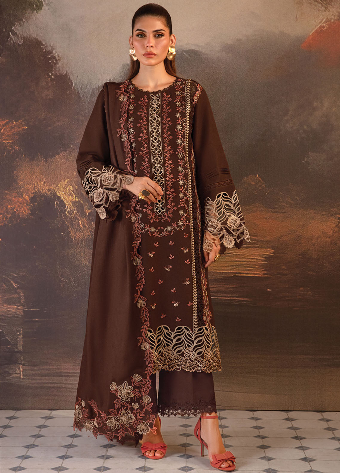 Rang Rasiya Unstitched Premium Winter Edit 2024 D-07 Hot Chocolate