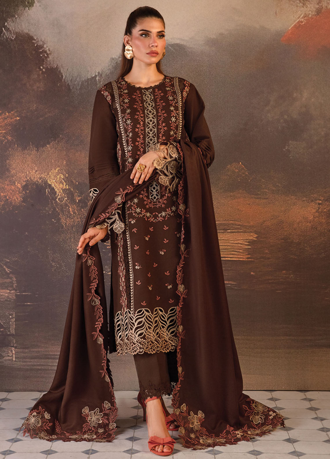 Rang Rasiya Unstitched Premium Winter Edit 2024 D-07 Hot Chocolate