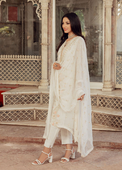 Shamooz Luxury Pret Chiffon 3 Piece Suit White Tales SEM-0423