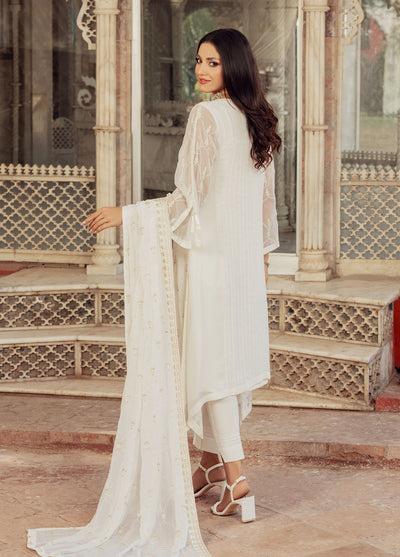 Shamooz Luxury Pret Chiffon 3 Piece Suit White Tales SEM-0423