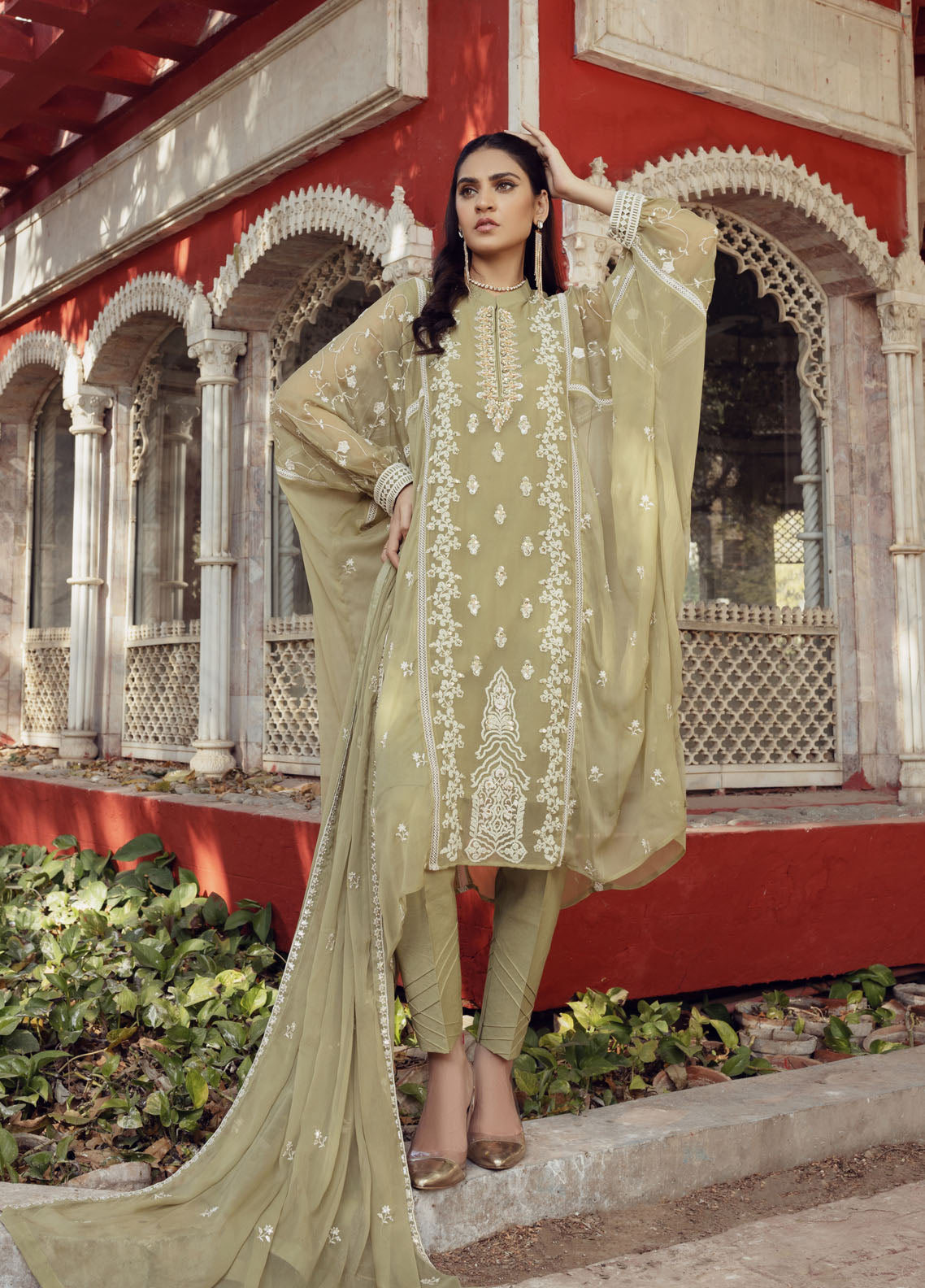 Shamooz Luxury Pret Chiffon 3 Piece Suit Mint Aura SEM-0421