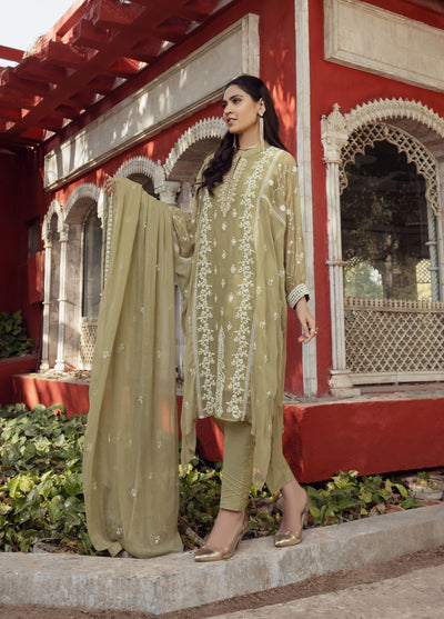 Shamooz Luxury Pret Chiffon 3 Piece Suit Mint Aura SEM-0421