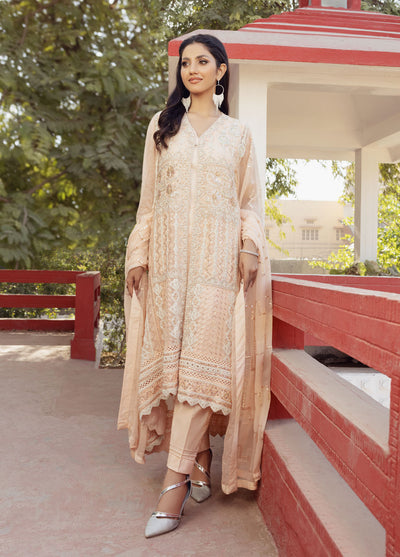 Shamooz Luxury Pret Chiffon 3 Piece Suit Pastel Peach SEM-0413