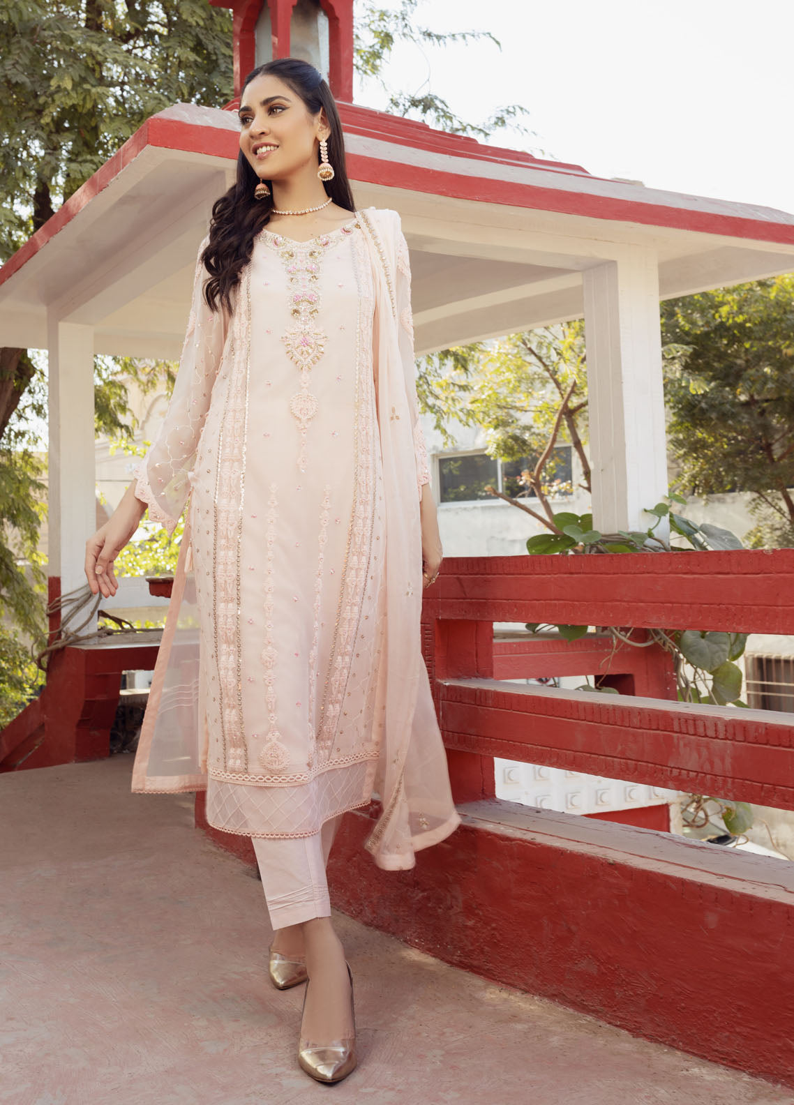 Shamooz Luxury Pret Chiffon 3 Piece Suit Pink Tone SEM-0417