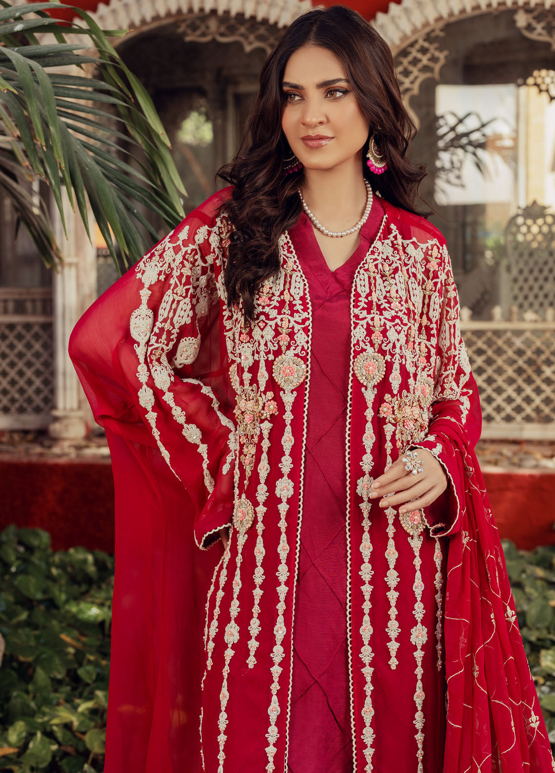 Shamooz Luxury Pret Chiffon 3 Piece Suit Crimson SEM-0434