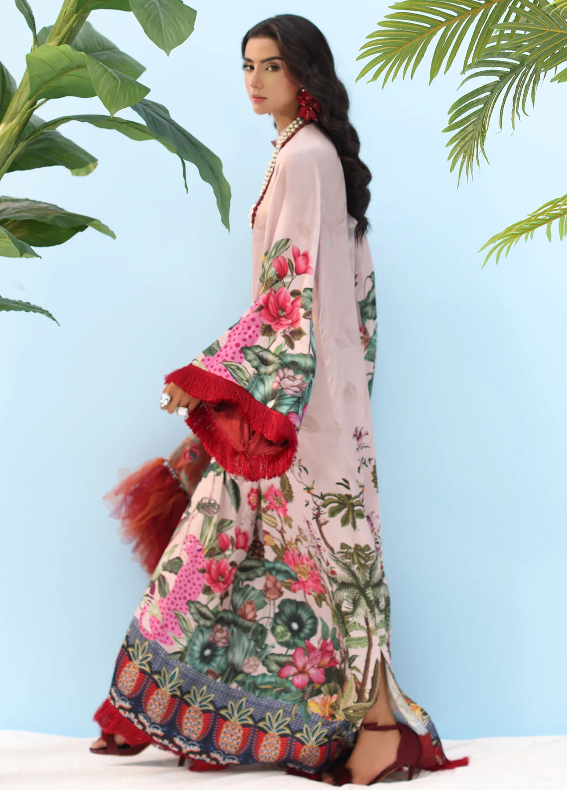 Resort by Musferah Pret Printed Silk 1 Piece Suit Blush Rose