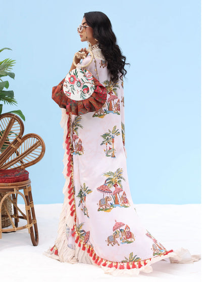 Resort by Musferah Pret Printed Silk 1 Piece Suit Celeste