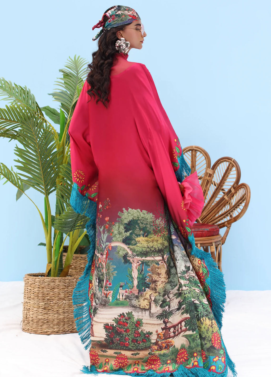 Resort by Musferah Pret Printed Silk 1 Piece Suit Rouge
