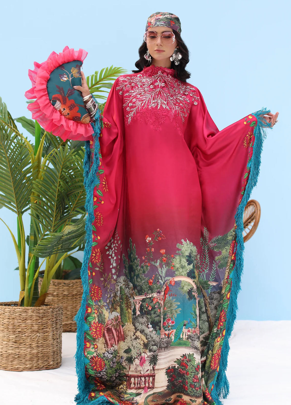 Resort by Musferah Pret Printed Silk 1 Piece Suit Rouge