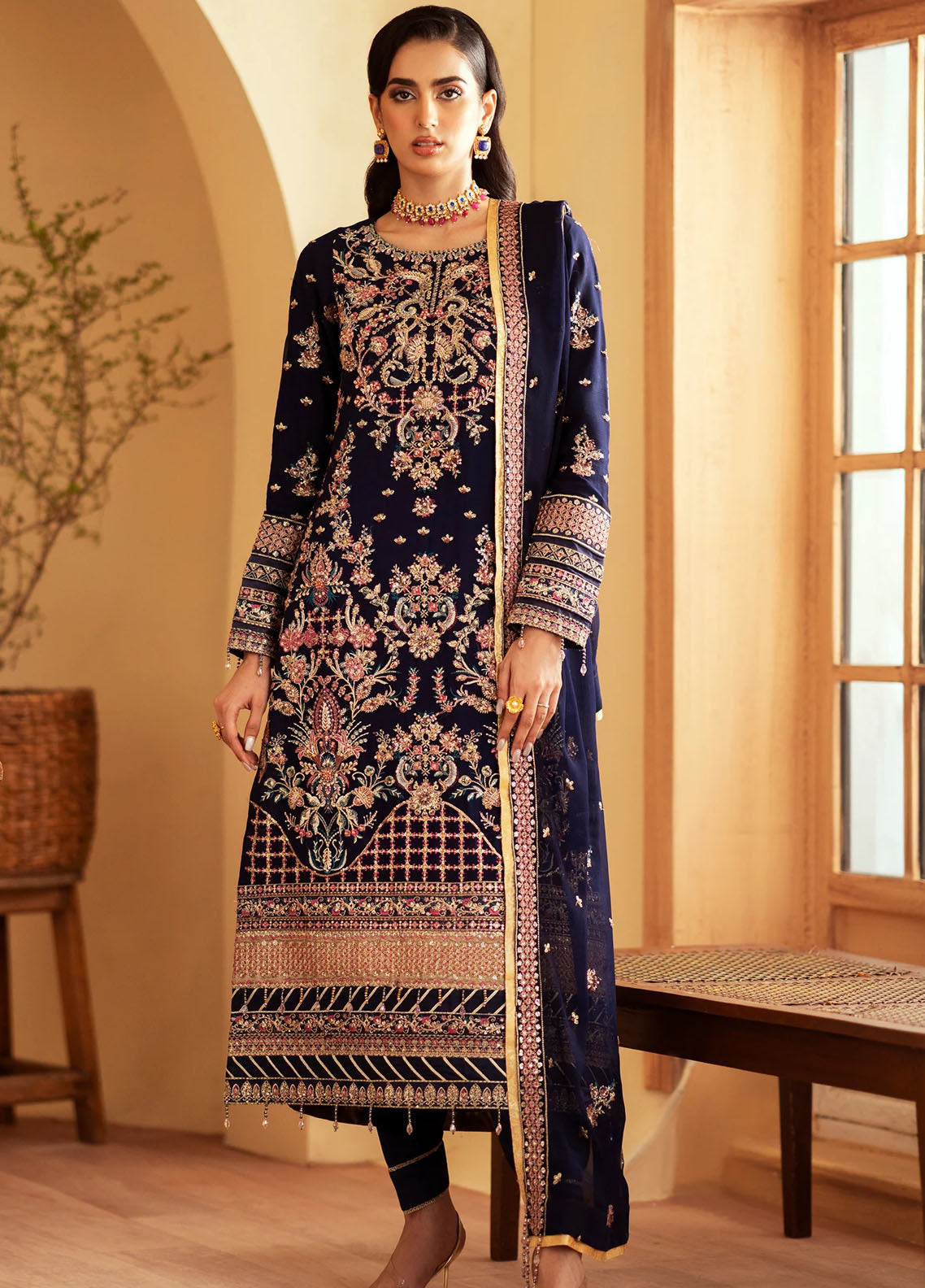 Romansiyyah By Emaan Adeel Embroidered Chiffon Suit Unstitched 3 Piece EA24R Nageena - Formal Collection